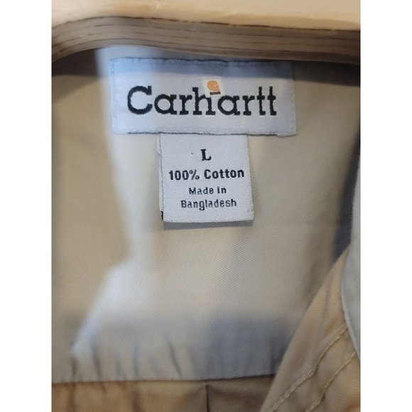 Carhartt Button Down Short Sleeve‎ Tan Work Shirt - Picture 7 of 7